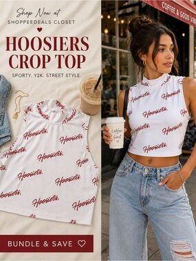 ZooZatz Hoosiers Crop Mock Turtleneck Top XS